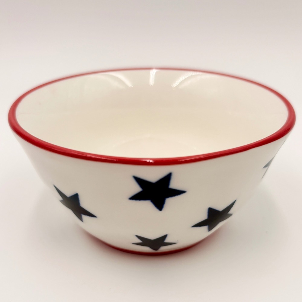 Yedi Houseware Patriotic Star Ceramic Bowl Red White Blue Americana July 4th